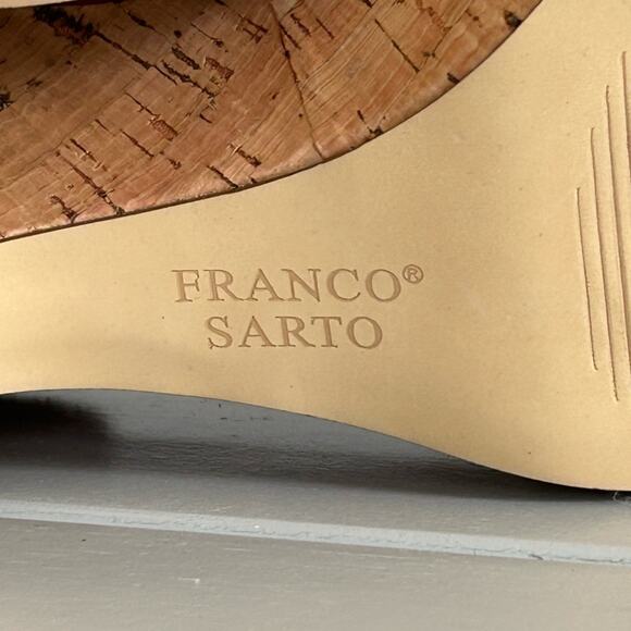 Franco Sarto Red Wedge Sandals with Cork Heel Sz 10 - Picture 7 of 14